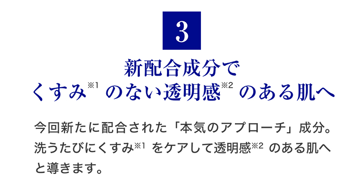 新配合成分でくすみ※1のない透明感※2のある肌へ